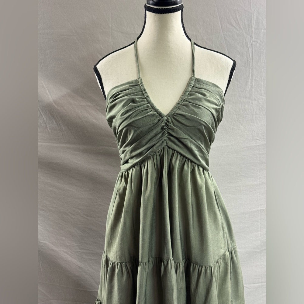 Shirred Pleated Bust Halter Mini Dress - Picture 7 of 8
